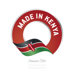Made in Kenya flag red color label logo icon