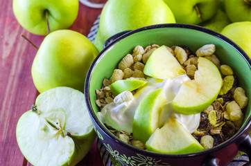 oat muesli with apples and candied fruits