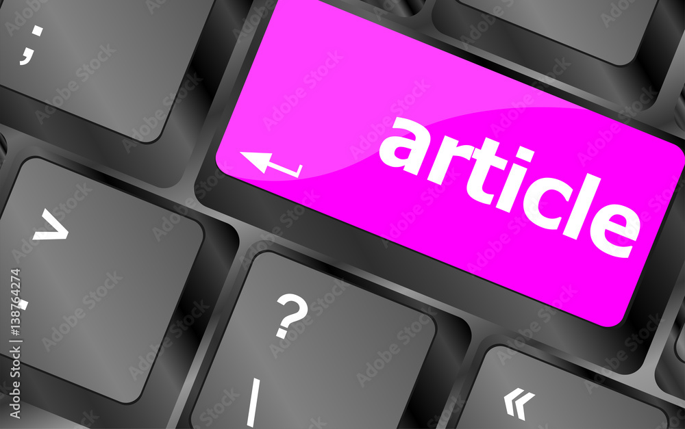 Poster analysis concept. button on modern computer keyboard with word article on it.