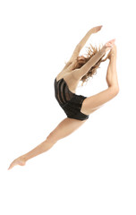 Obraz premium Beautiful young dancer on white background