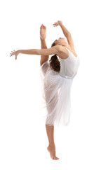 Obraz premium Beautiful young dancer on white background