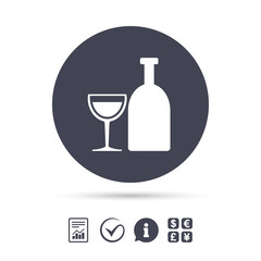 Alcohol sign. Drink symbol. Bottle with glass.