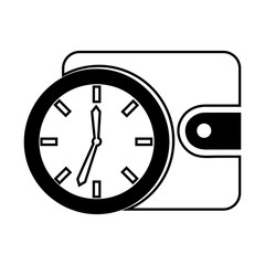 time clock with wallet isolated icon vector illustration design