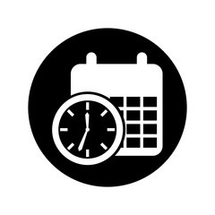 time clock with calendar isolated icon vector illustration design