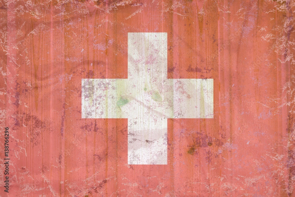 Canvas Prints switzerland flag pattern on wooden planks