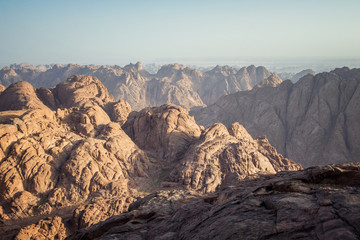 beautiful landscape in the mountains of Sinai at dawn