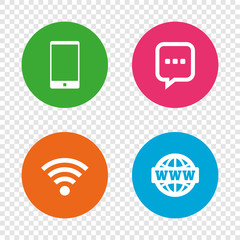 Communication icons. Smartphone and chat bubble.