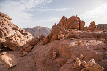 beautiful landscape in the mountains of Sinai at dawn