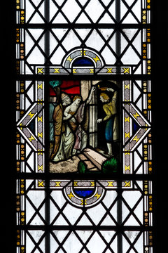 Bristol Cathedral Edward Colston Stained Glass Window Close Up H