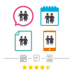 Couple icon. Young family symbol.