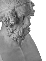 White plaster statue of the philosopher Homer