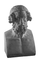 White plaster statue bust of the philosopher Homer