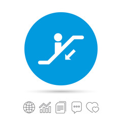 Escalator staircase icon. Elevator moving stair.