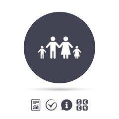 Complete family with two children sign icon.