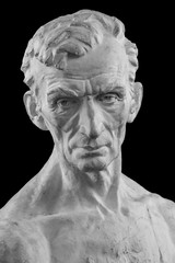 White plaster bust, sculptural portrait of the Master
