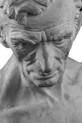White plaster bust, sculptural portrait of the Master