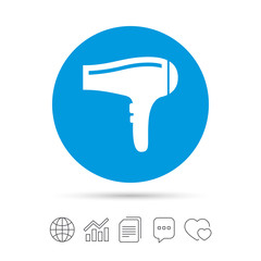 Hairdryer sign icon. Hair drying symbol.
