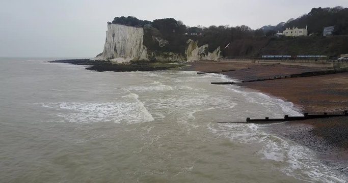 Flying over the beach and White Cliffs of Dover