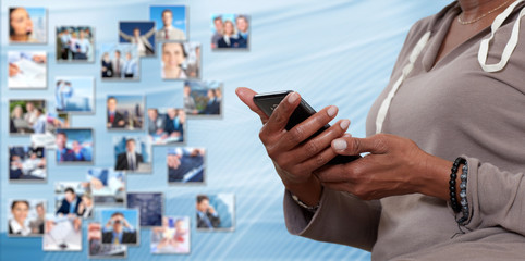 Hands with smartphone.