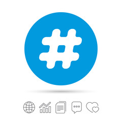 Hashtag sign icon. Social media symbol.