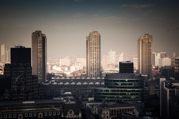 Naklejka premium rooftop view over London on a foggy day from St Paul's cathedral, UK