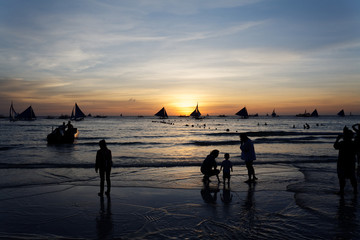 Beach and Silhoutte in Boracay Philippines