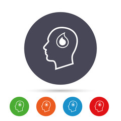 Head with drop sign icon. Male human head.