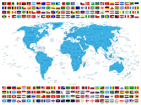 All Country Flags and World Map