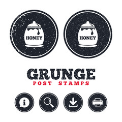 Honey in pot sign icon. Sweet natural food.