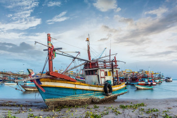 Fototapeta premium Fishing boat at beach on summer season