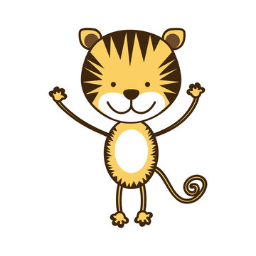 color sticker tiger icon, vector illustraction design image
