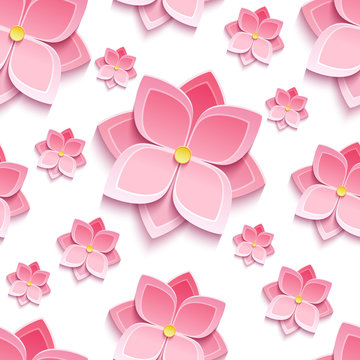 Floral seamless pattern with sakura blossom