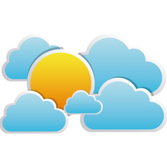 color clouds with sun icon, vector illustraction design image
