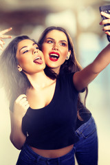 Young Teenage Girls Taking a Selfie.