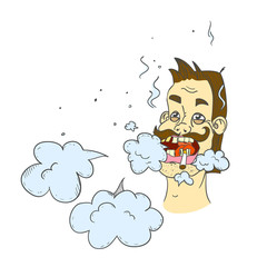 Vector illustration of smoking man