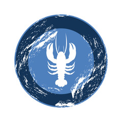 blue emblem lobster icon, vector illustraction design image