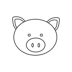 monochrome contour with male pig head vector illustration