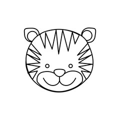 monochrome contour with male tiger head vector illustration