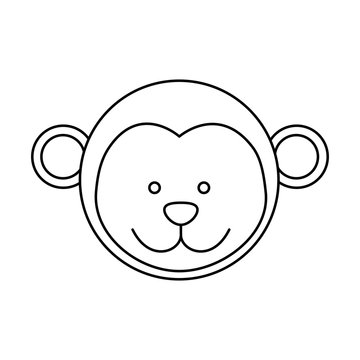 monochrome contour with male monkey head vector illustration