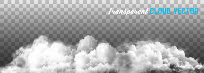 Clouds vector on transparent background. - obrazy, fototapety, plakaty