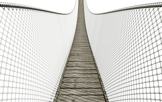 Fototapeta Rope Bridge On White