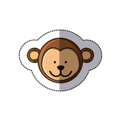 sticker colorful picture face cute monkey animal vector illustration