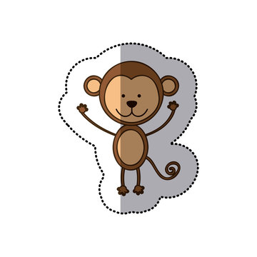 sticker colorful picture cute monkey animal vector illustration