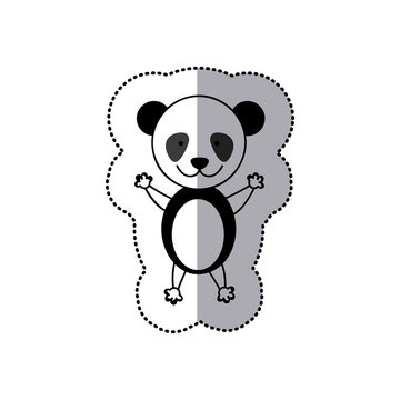 sticker colorful picture cute panda animal vector illustration