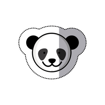 sticker colorful picture face cute panda animal vector illustration