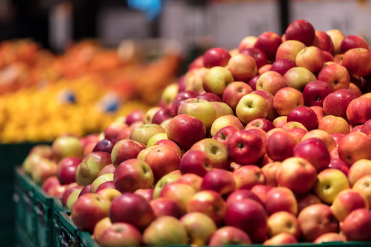 Image of fresh apples in supermarket store