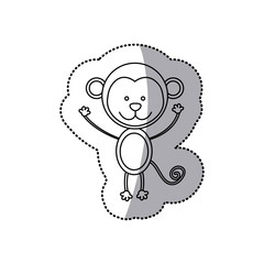 sticker monochrome contour with male monkey vector illustration