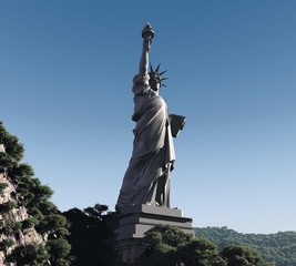 3d three-dimensional, Statue of Liberty in the mountains