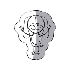 sticker monochrome contour with male dog vector illustration