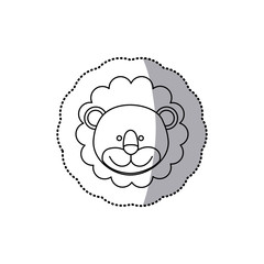 sticker monochrome contour with male lion head vector illustration